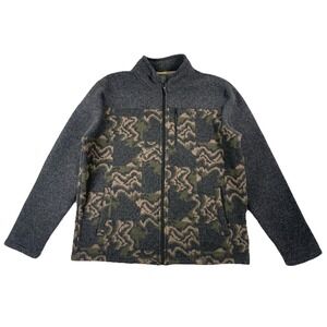 Smartwool Hudson Trail Fleece Jacket Men's XXL Charcoal Camo Full Zip Wool Blend